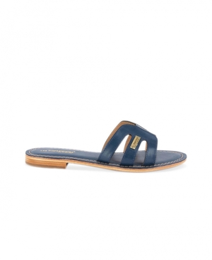 Mules plates Les Tropeziennes DAMIA Cuir Bleu Marine Femme|LUAK-25864484